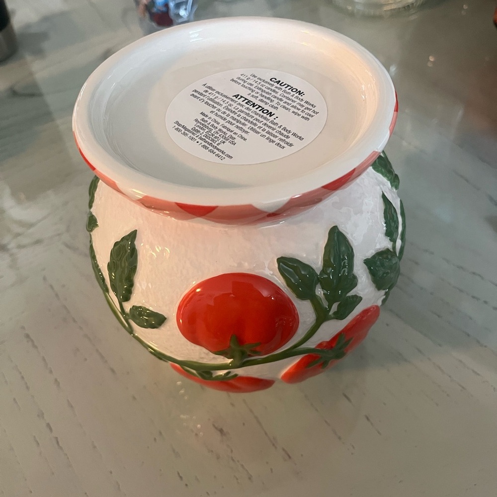 Bath & Body Works Red and Green Tomato Decorative Candle Holder